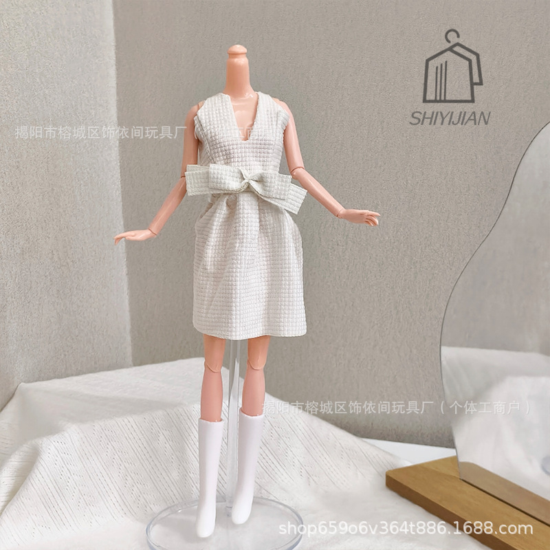 30cm 11inch Barbie Doll Dress White Simple Fashion Dress Commuter Dress Dress-Up Princess Outfit