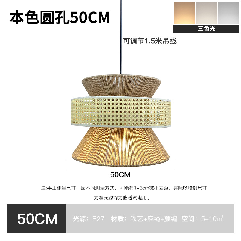 Lámpara de dormitorio de estudio retro de estilo japonés Lámpara de cama y desayuno de país americano Lámpara de cuerda de cáñamo tejida a mano
