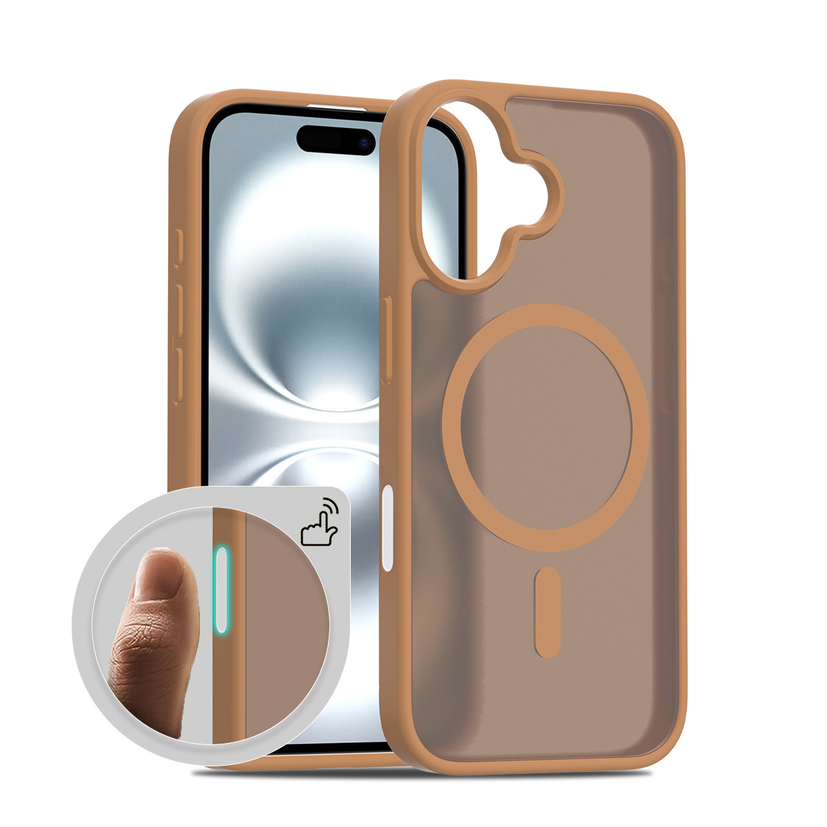 Ventas directas transfronterizas Apple iPhone16 absorción magnética de la piel dos en uno funda para teléfono móvil funda para botón táctil de la cámara