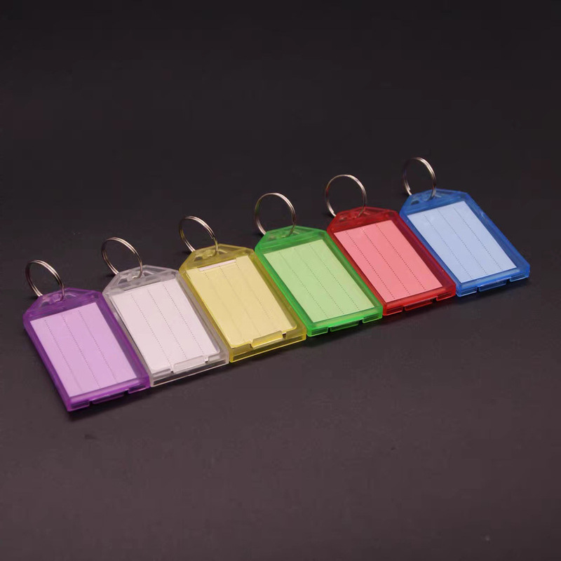 Pp Transparent Plastic Flip Keychain Classification Label Handwritten Mark Keychain Hotel Room Card Luggage Pendant