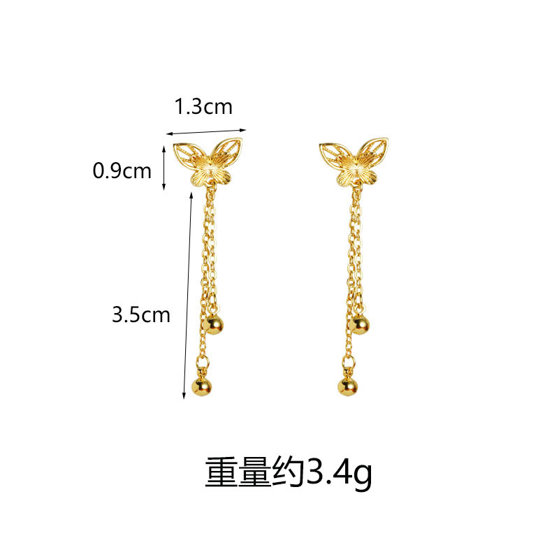 Pendientes de oro de arena de Vietnam, diseño retro, filigrana hueca, cuentas de mariposa, pendientes de borla, fabricante de joyas de moda nacional femenina