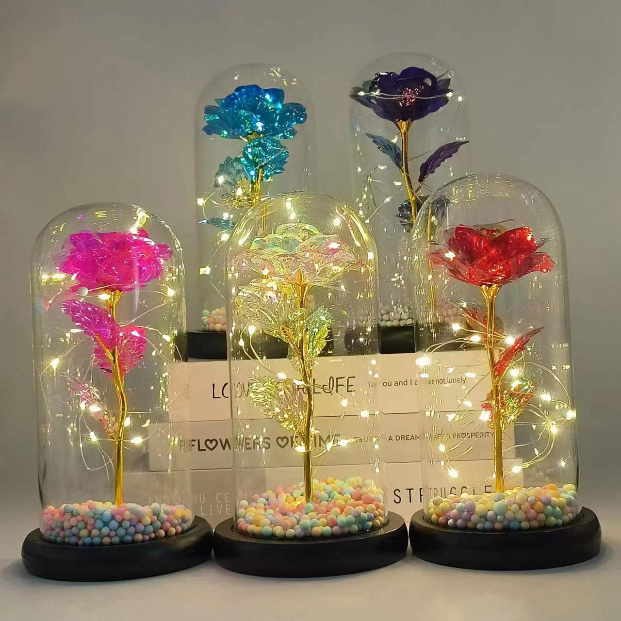 永生花禮盒玻璃罩玫瑰花母親節禮品生日新婚情人節禮物送女友閨蜜