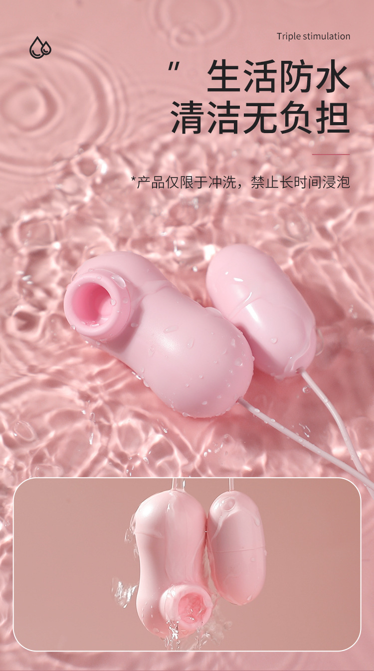 Mystery Queen Sucking Vibrating Egg with Direct Insertion, Pink TPE, USB Powered — detail image 23