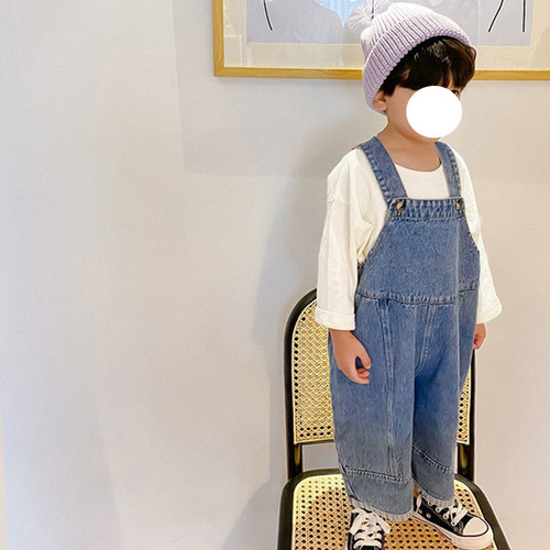 Boys' jeans, stylish overalls, jumpsuits,  spring and summer Korean style wide-leg pants, children's trousers