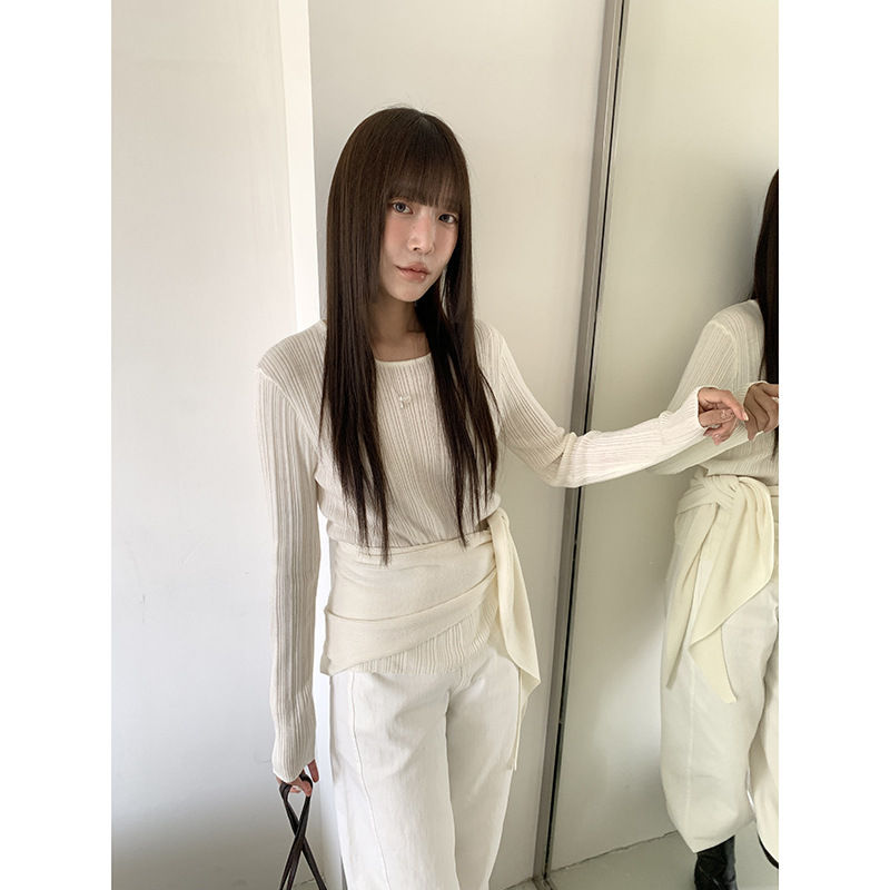 MMC羊毛针织衫女秋季新款高级感修身显瘦长袖打底衫披肩两件套装|undefined
