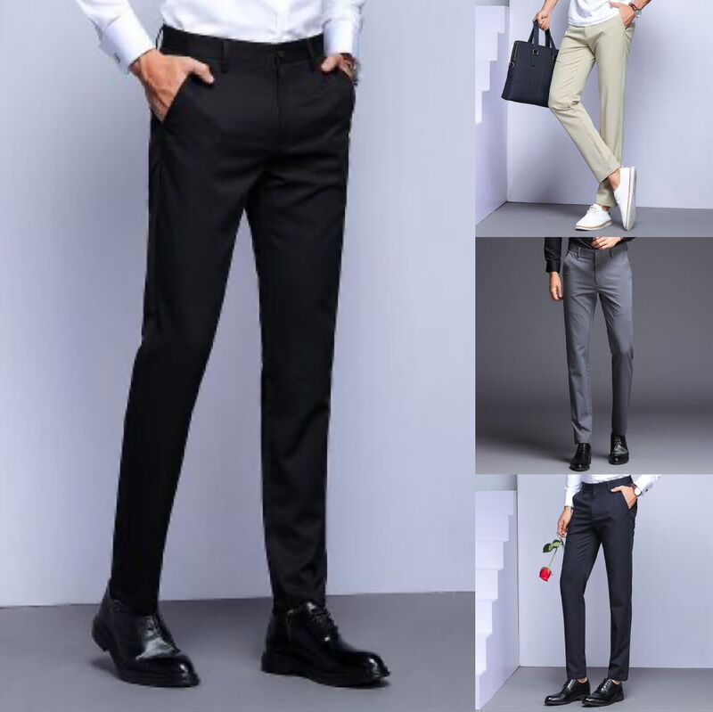 Men's Suit Pants Spring and Autumn Trendy Brand Elastic Business Casual Pants Slim Fit Straight-Leg Trousers Men's Dress Pants Simple Men's Suit Pants Spring and Autumn Trendy Brand Elastic Business Casual Pants Slim Fit Straight-Leg Trousers Men's Dress Pants Simple