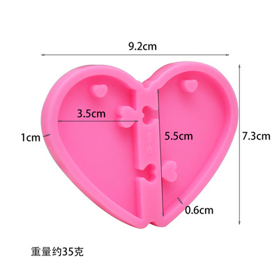 diy矽膠鏡面滴膠愛心拼圖鑰匙扣模具 水晶愛心蛋糕裝飾烘焙模具