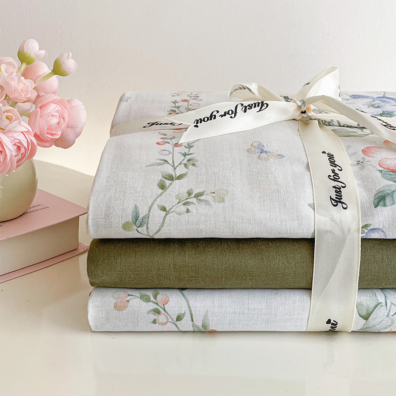 Nuevo juego de cuatro piezas de cama de hilo de doble capa Clase A, algodón puro, 2025, nuevo juego de sábanas con funda de edredón, ropa de cama de tres piezas