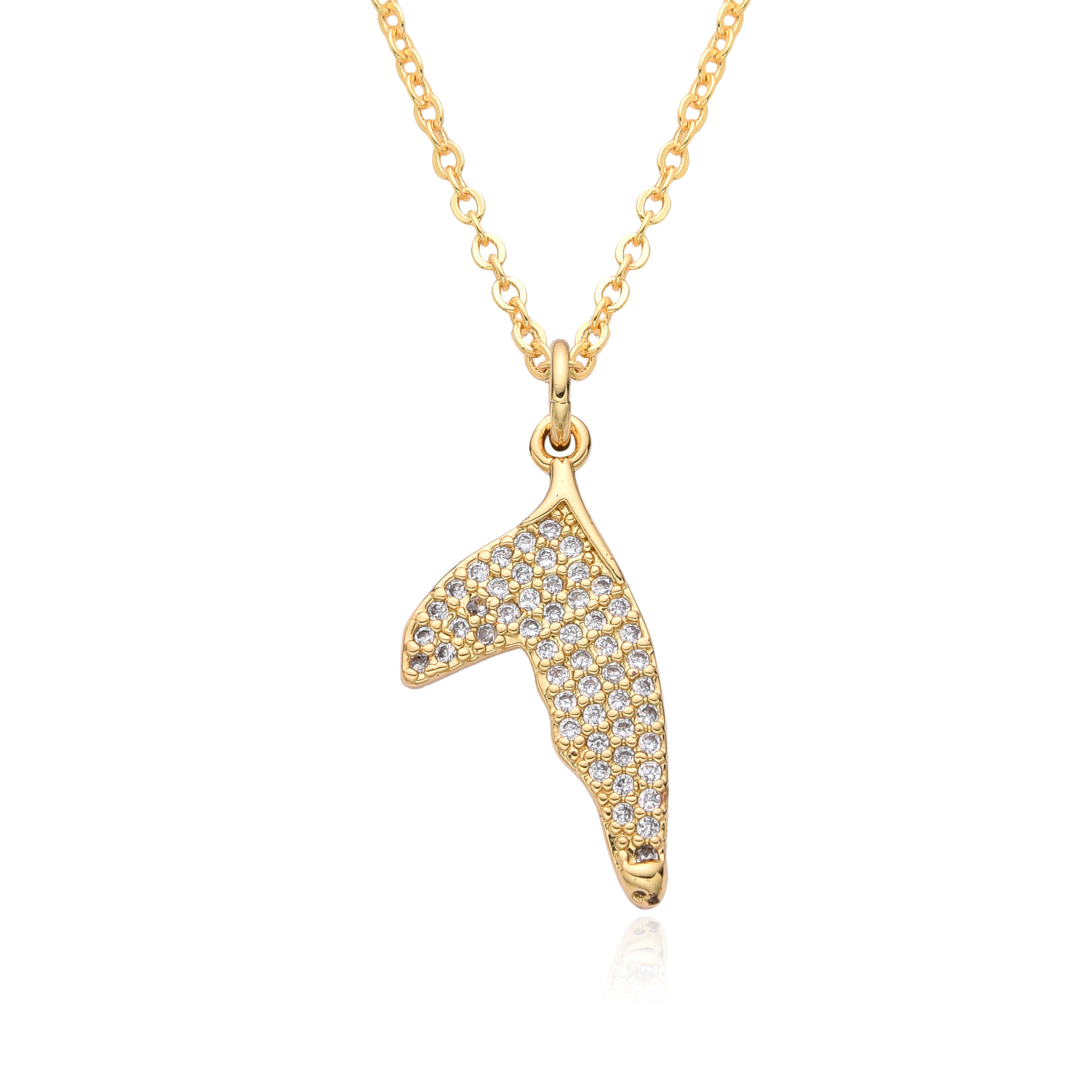Copper Material Mermaid Fish Fish Tail Copper Simple Style Classic Style Korean Style Copper Pendant Necklace Necklace
