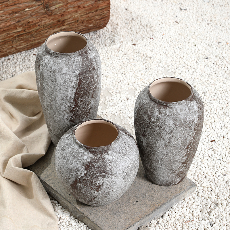 Retro nuevo estilo chino cerámica silenciosa viento viejo decoración vestibular TV armario flor floral acuapónica vasos de cerámica