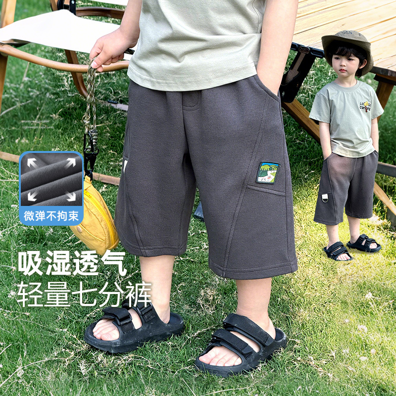 Boys Shorts Children's Pants Summer Thin 2025 Summer New Boys Loose Medium Pants Handsome Capri Pants Category A