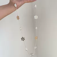 Эхай Лиуюнь! Длинное универсальное изысканное ожерелье с металлическими цветами контрастного цвета, модная цепочка на ключицу