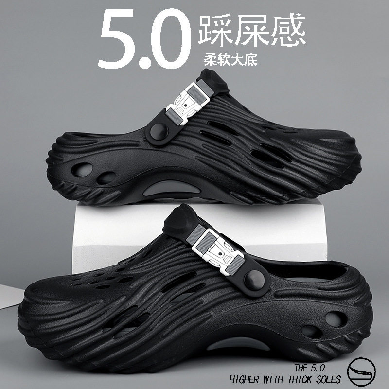 Dép sandal nam lỗ thoáng đế dày EVA chống trượt, đi biển và lái xe — Màu nâu kaki, Xanh nhạt, Đen xám
