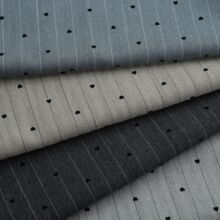 TR梭织小爱心植绒人字条纹休闲西装连衣裙时装布diy箱包鞋帽面料