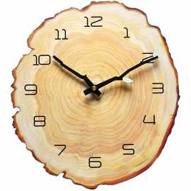 12寸亚马逊爆款个性创意时钟年轮造型MDF挂墙钟表指针可夜光静