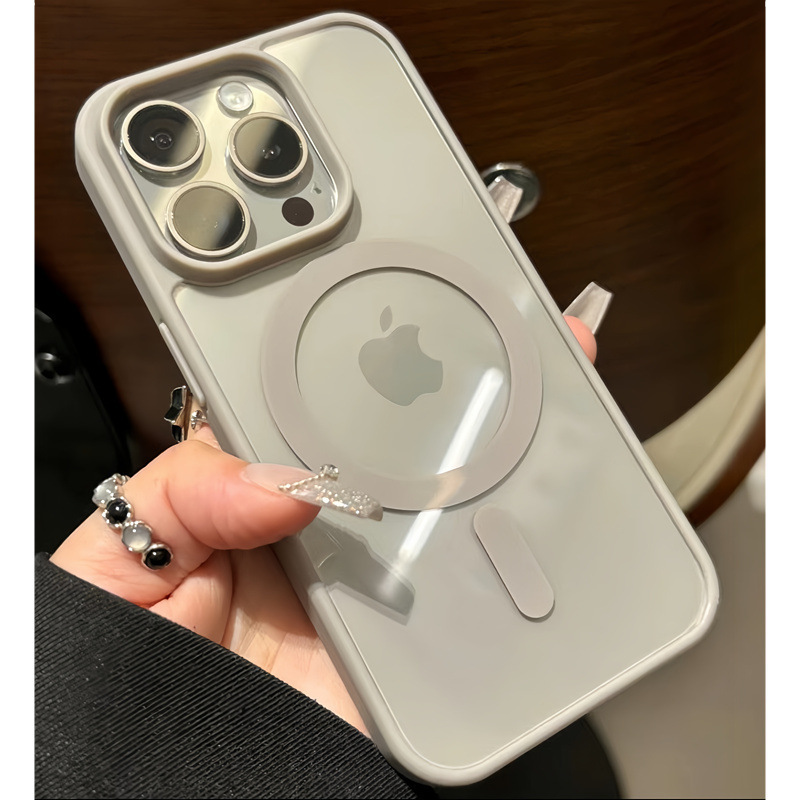 马卡龙硅胶磁吸苹果16pro透明手机硬壳iphone17亚克力磨砂保护套|undefined
