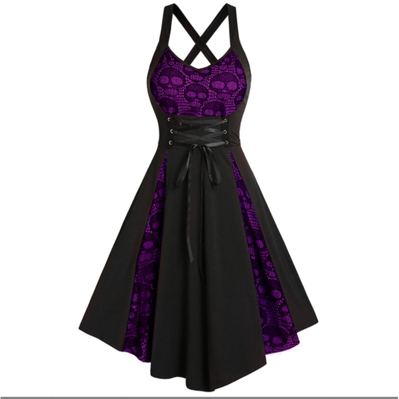 2026 New Style Suspender Strap Dress Gothic Punk Style Lace Splicing Strap Dress 2026 New Style Suspender Strap Dress Gothic Punk Style Lace Splicing Strap Dress
