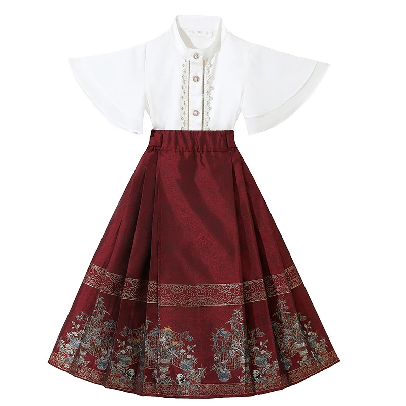 Horse-faced skirt mid-large children's suit 2025 new children's national style high-end Chinese costume for girls Chinese style ancient costume