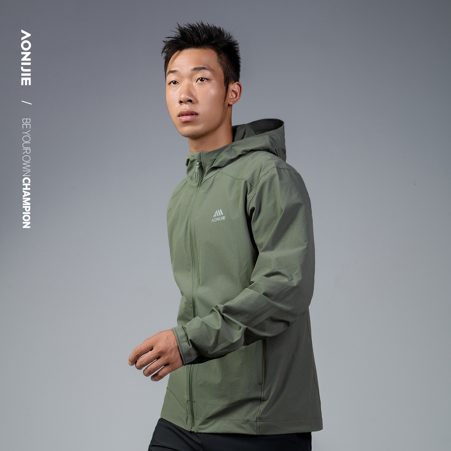 Onijie Sports Jacket Men's Autumn Outdoor Windproof and Water-Repellent Soft Shell Jacket Running Hooded Sports Top