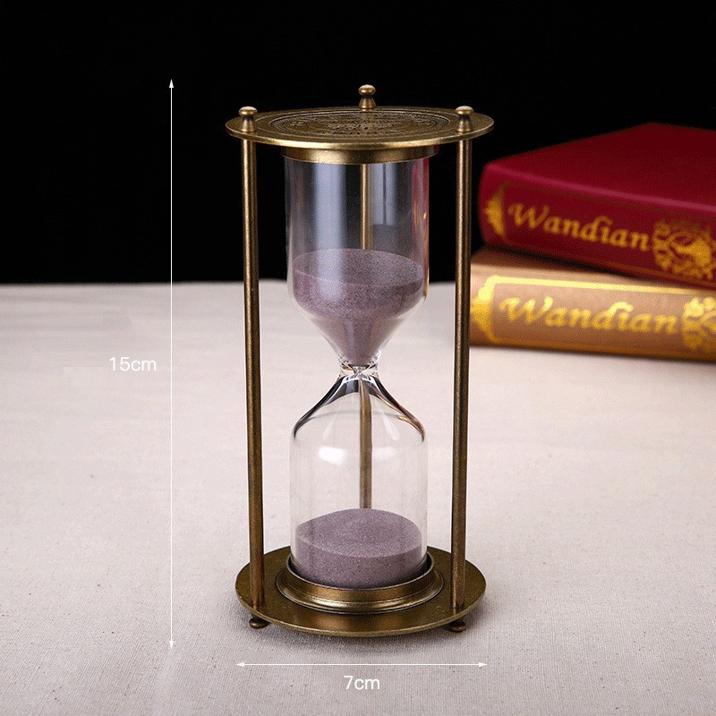 Metal 15 Minutes Gold Rotating Timer Hourglass Office Decoration Light Luxury Desktop Ornament_voghion.com