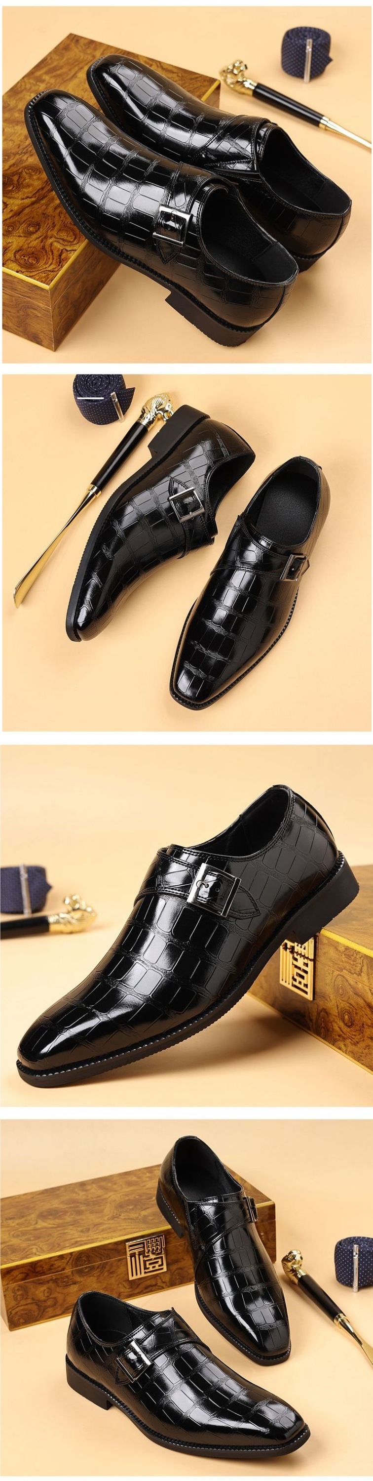 ShoeVault Formal Derby European And American 2025 New Business Casual Leather Men's British Pointed Toe Slip-On Gentleman Large_voghion.com