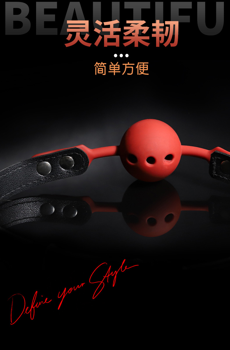 Silicone Mouth Plug with Ball Gag Style, Bondage Training Accessory, Red — detail image 5
