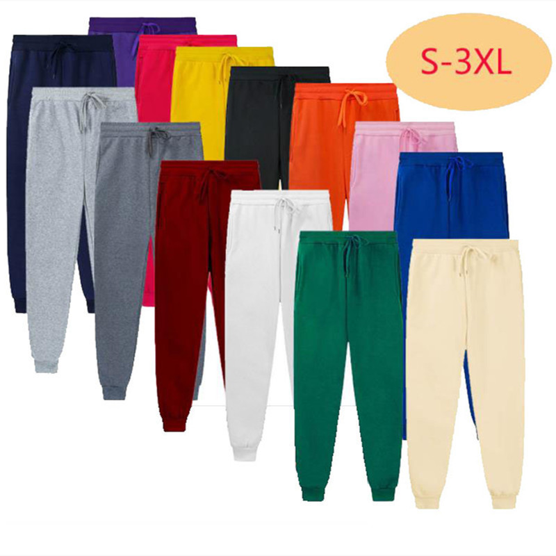 Cross-Border sports skinny pants men's solid color fleece autumn and winter sweatpants casual jogging sports pants plus size wholesale