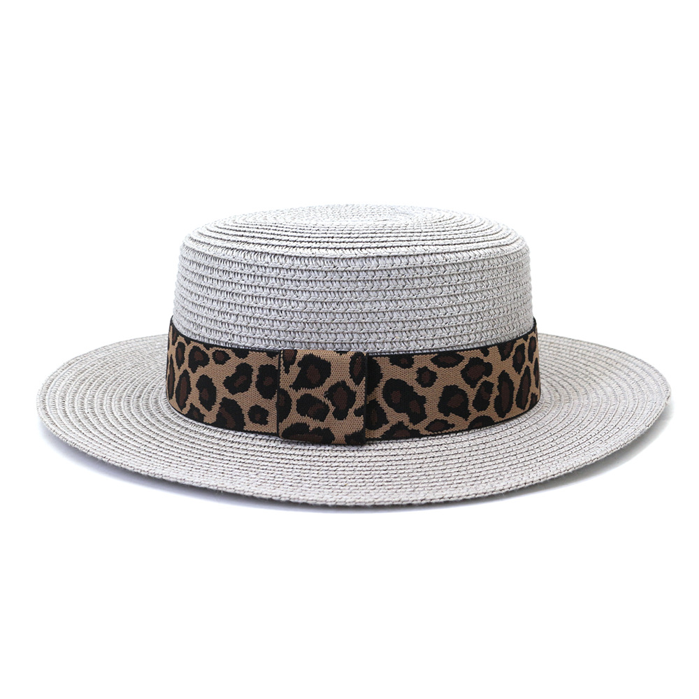 Leopard Print Flat Straw Hat NSDIT104161