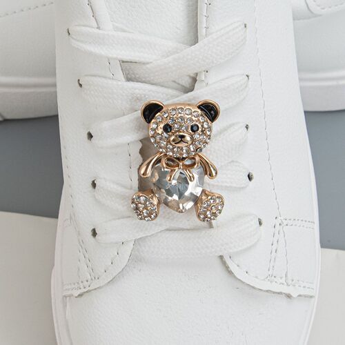 1-piece zinc alloy handmade diamond-inlaid heart-shaped little bear DIY accessory shoe laces accessories casual shoes/Martin boots lace buckle