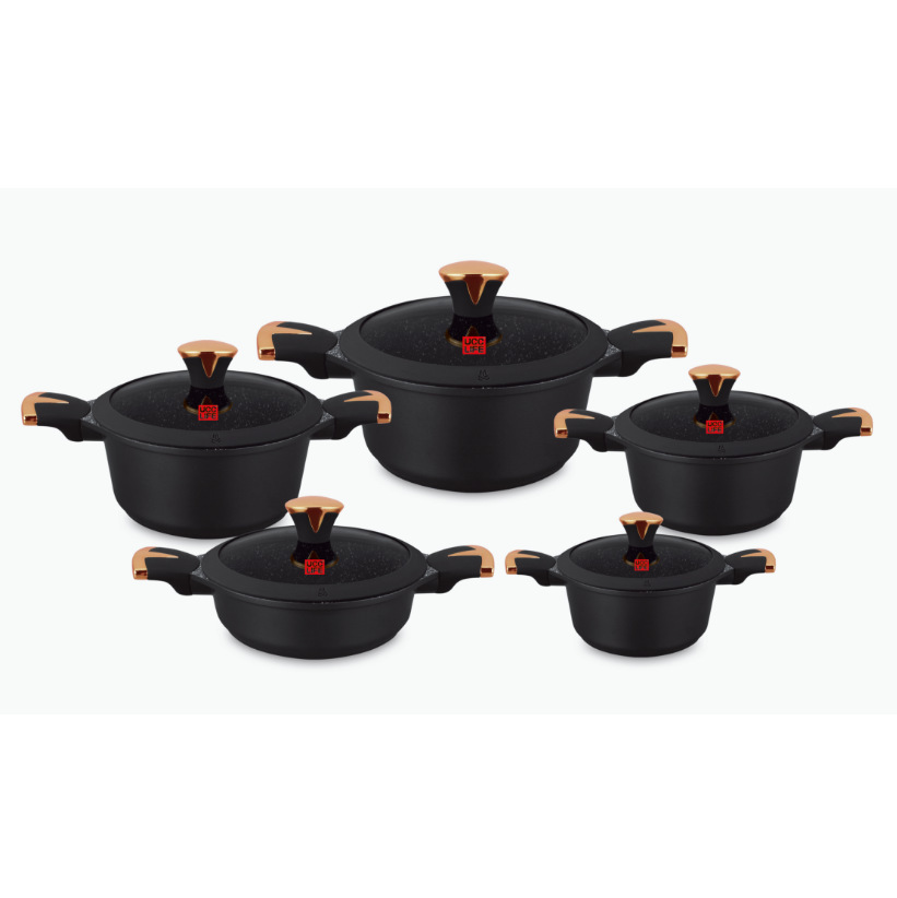 Set de 10 piezas 18310 Bactamella silicona cubierta antiadherente olla de prensado conjunto de olla de prensado de granito UCC LIFE image 3