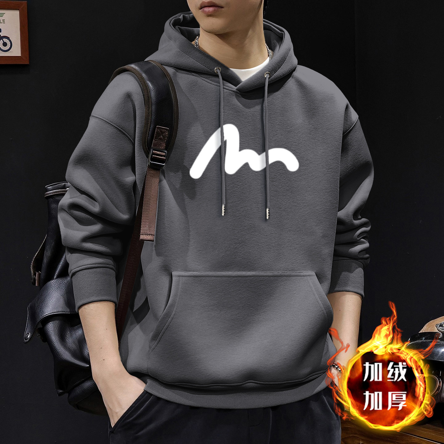 420g pesado chaqueta encapuchada de primavera y otoño marca de tendencia suelta nueva chaqueta juvenil americana vintage
