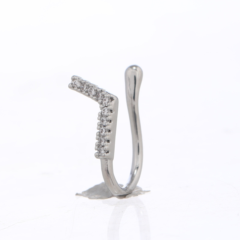 Fashion Moon Crown Alloy Inlay Zircon Nose Ring 1 Piece