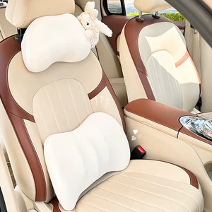 Blue Rain Ice Silk Car Headrest and Lumbar Support Rabbit Breathable Car Seat Cushion Cute Seat Waist Support Pillow Summer