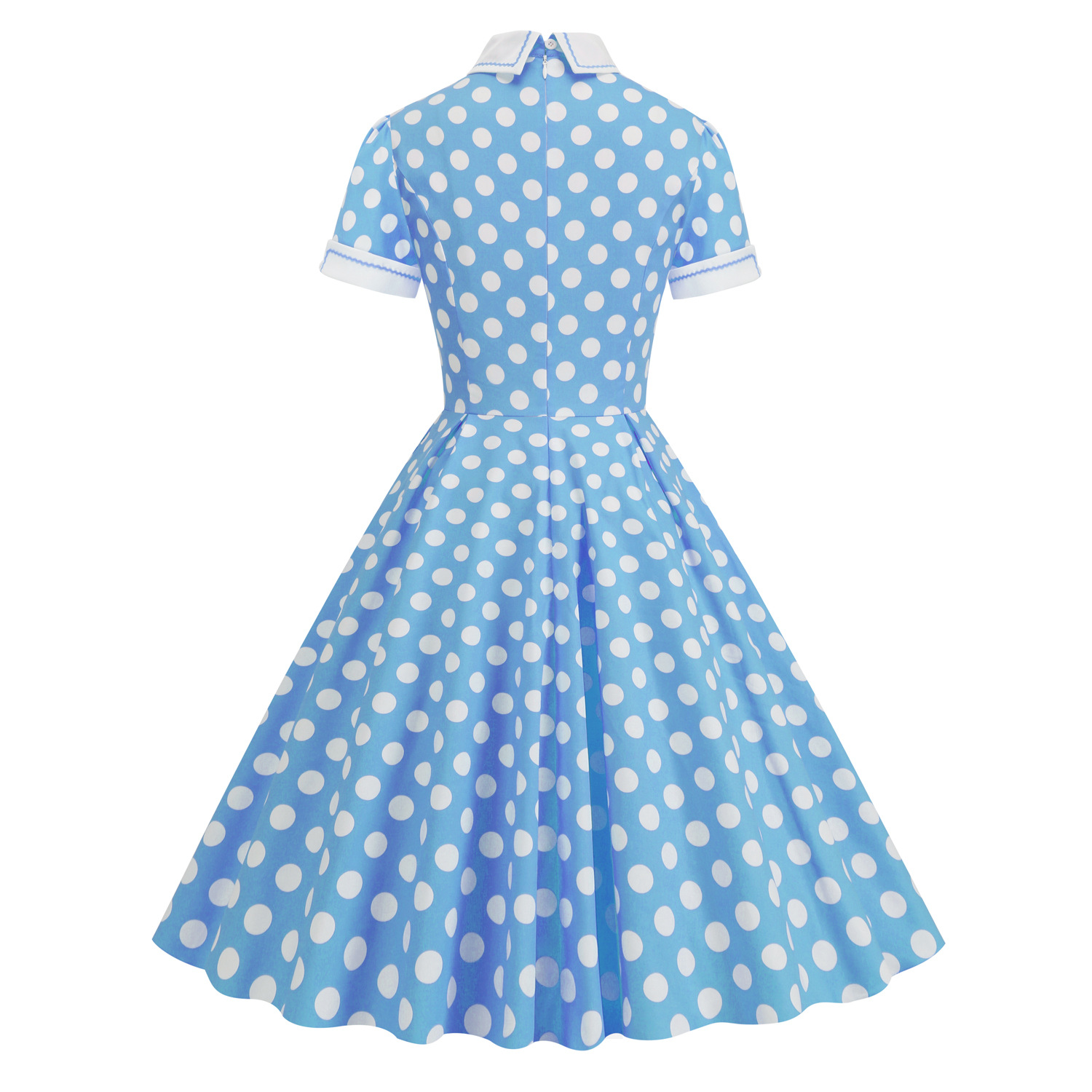 European And American Hepburn Style Court Elegant Temperament Polka Dot Photo Shoot Flared Vintage Date Bridesmaid Dress_ecoleips.com