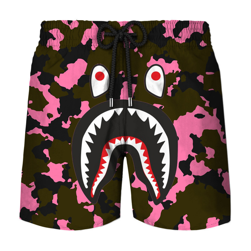 Cross-border Foreign Trade BAPE Shark 3D Digital Printed Shorts Couple Men's and Women's Japanese Fashionable Comfortable Beach Pants