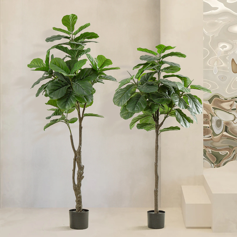 Simulación de estilo nórdico Planta verde Qin Ye Banyan Planta grande en maceta de piso a techo Decoración de interiores Planta de decoración Banyan de hoja grande Banyan de goma