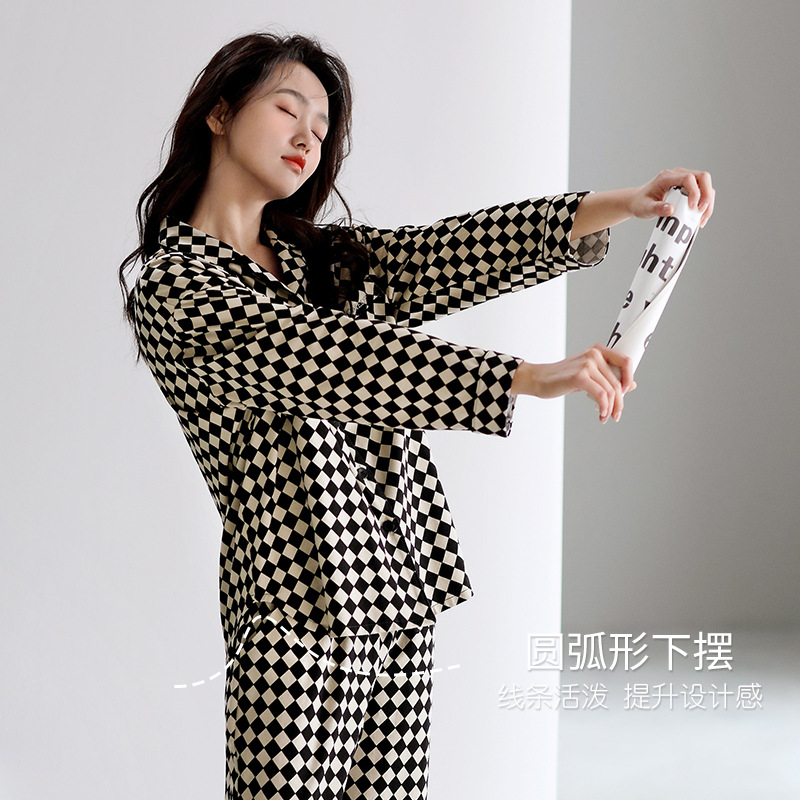 2023 nuevos pijamas de mujer de primavera y otoño 100% algodón de manga larga ropa para el hogar traje de talla grande para mujer