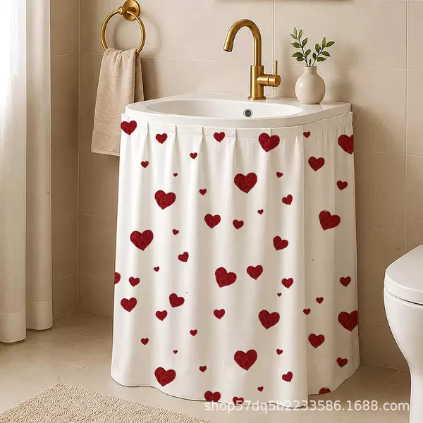 New Cross-Border Hot-Selling Nordic Pastoral Watercolor Floral Washbasin Skirt Cabinet Curtain Sink Skirt Bathroom Kitchen