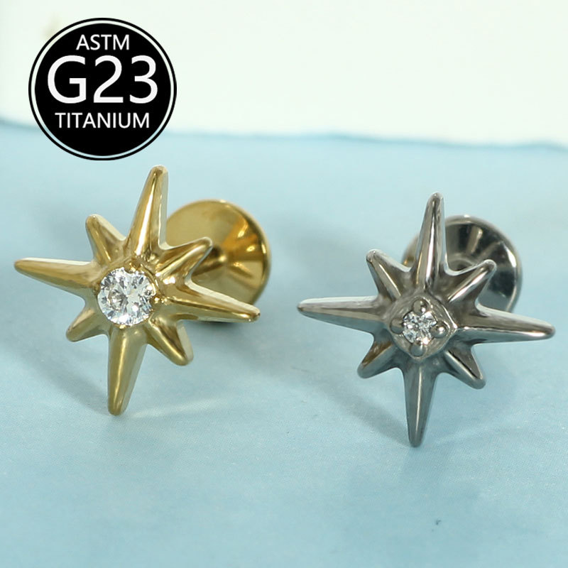 16G labret stud size and finish detail