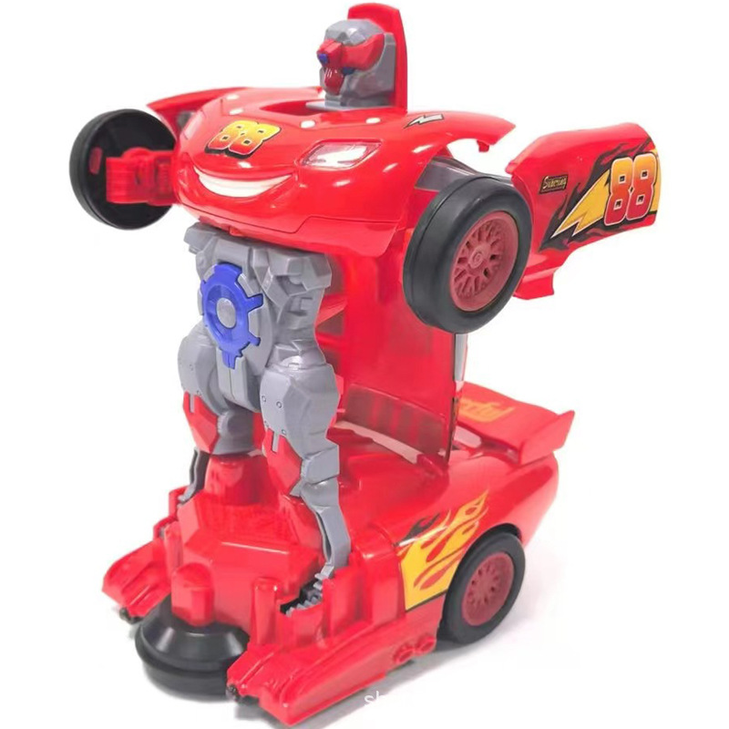 Transfronterizo niños deformación coche robot juguete niño eléctrico dibujos animados música coche iluminación universal al por mayor