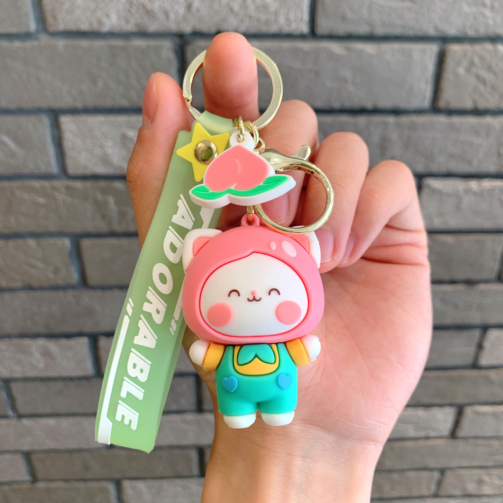 Lovely Fruit Cat Keychain Cartoon Doll Colgante Car Keychain Colgante Bolso de pareja Colgante Regalo