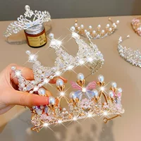 Детские аксессуары для волос в виде короны Головные уборы для девочек Корона на день рождения принцессы Повязка на голову для девочек Повязка на голову в Корейском стиле Головной убор со стразами