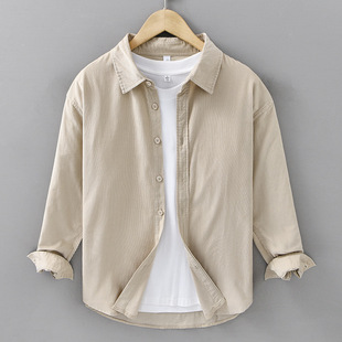 Autumn Pure Cotton Japanese Vintage Corduroy Long-sleeved Shirt Men's Simple All-match Casual Shirt Men's Coat 8706