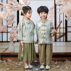 漢服男童中式唐裝兒童國風古裝女童中國風春秋款寶寶民族風表演服