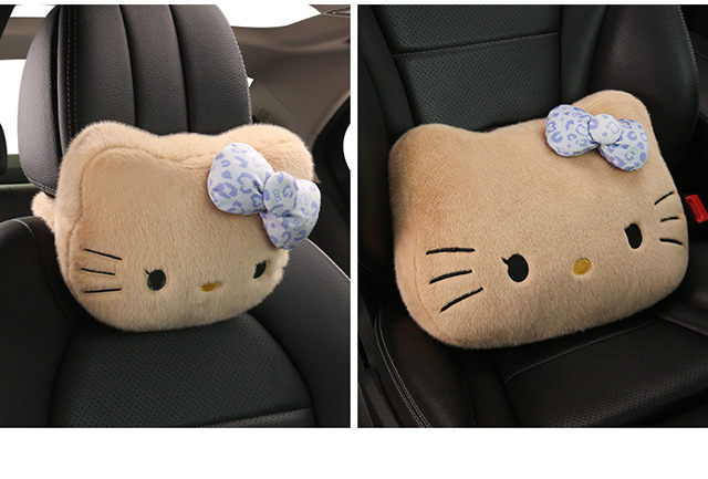 Car Headrest and Lumbar Support Cartoon Kt Cat Headrest Pillow, Car Headrest for All Seasons, Lumbar Pillow, Neck Pillow, Car Headrest