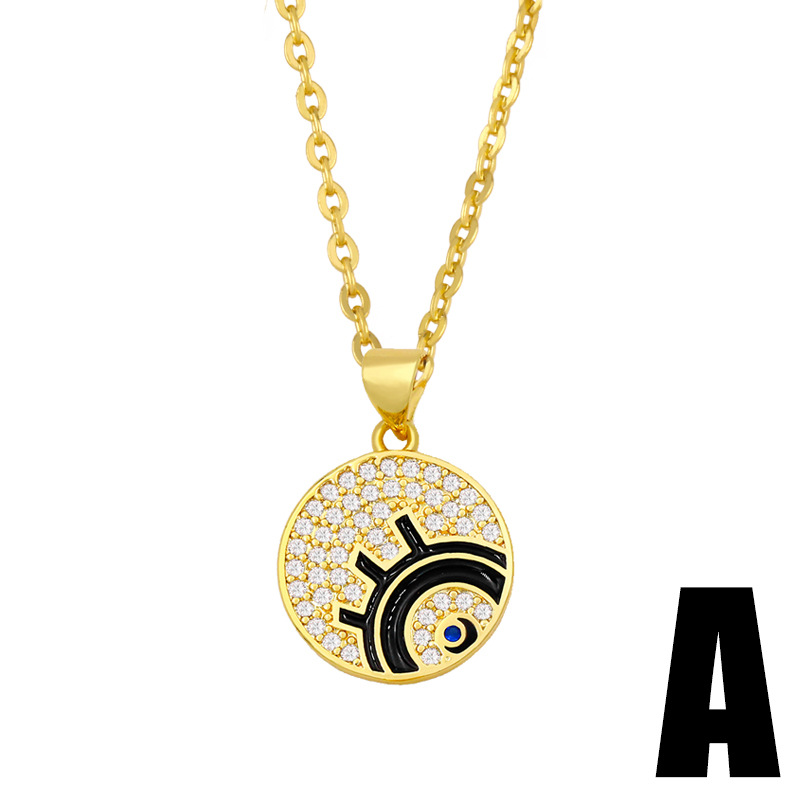 Fashion Geometric Round Five-pointed Star Eye Pendent Necklace display picture 4