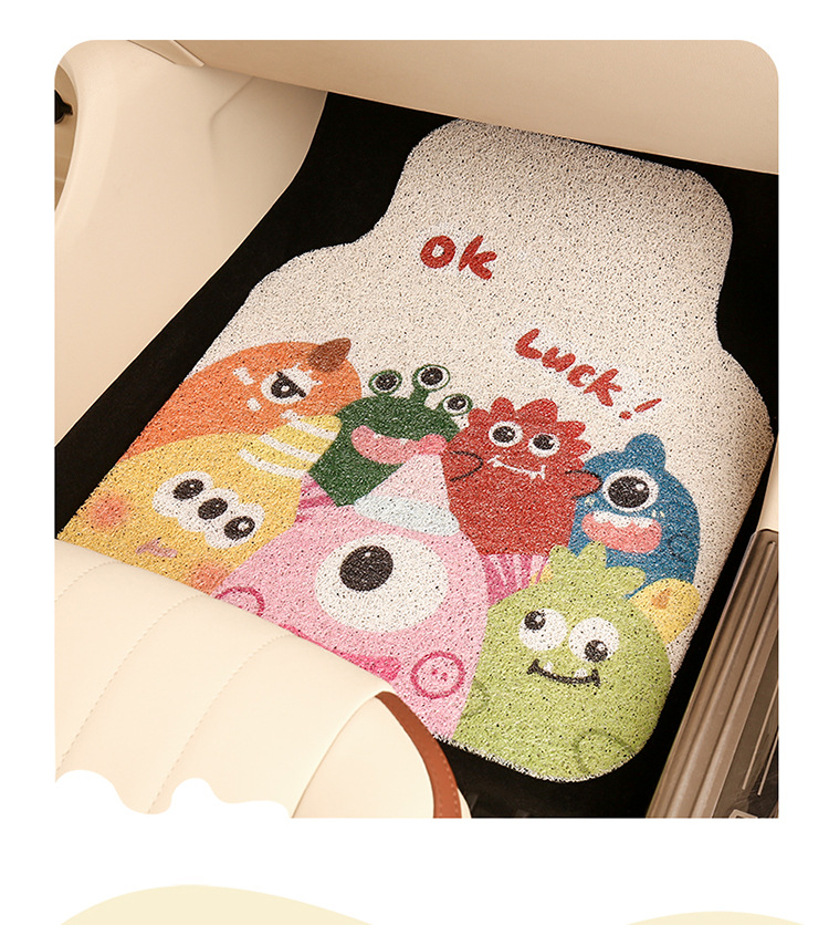 Cartoon silk circle car mat cartoon cute car mat floor mat non-slip goddess car anti-dirty foot mat universal single piece