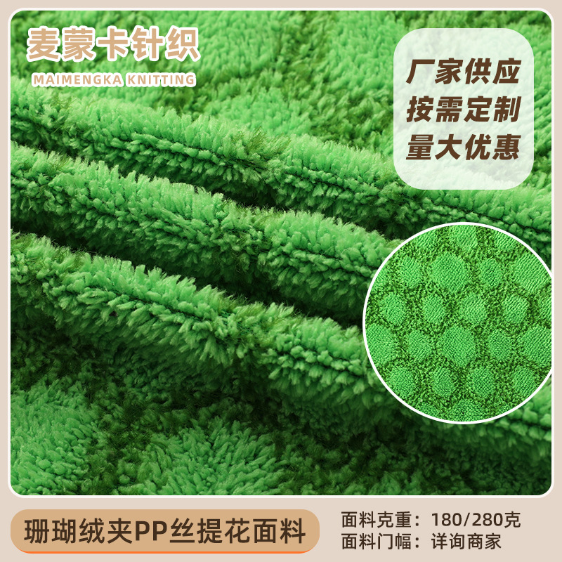 珊瑚绒夹PP丝提花面料 拖把头布料抹布毛巾擦窗抹布珊瑚绒批发