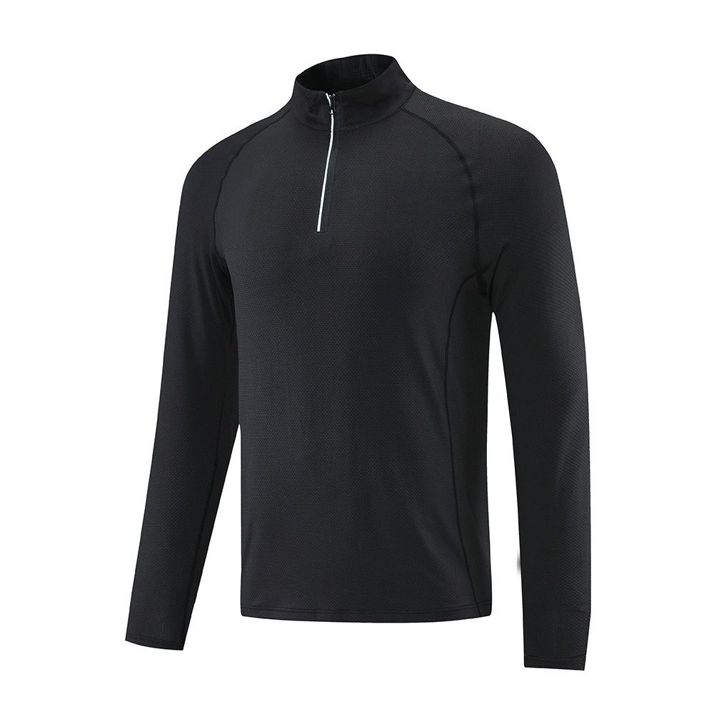 Ropa de entrenamiento de primavera y otoño para hombres de manga larga superior transpirable media cremallera collar de pie apretado correr ropa de secado rápido en stock al por mayor UA