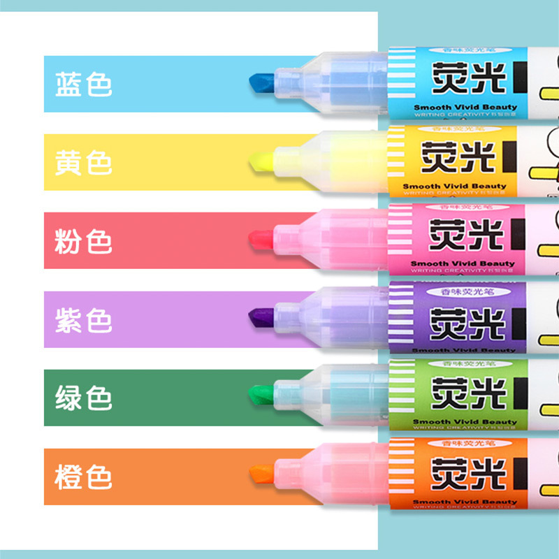 Comix color fluorescente marcado pluma etiqueta pluma marcado estudiante oficina 6-pack clave pluma mañana luz papelería